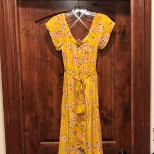 EUC long button front high low dress